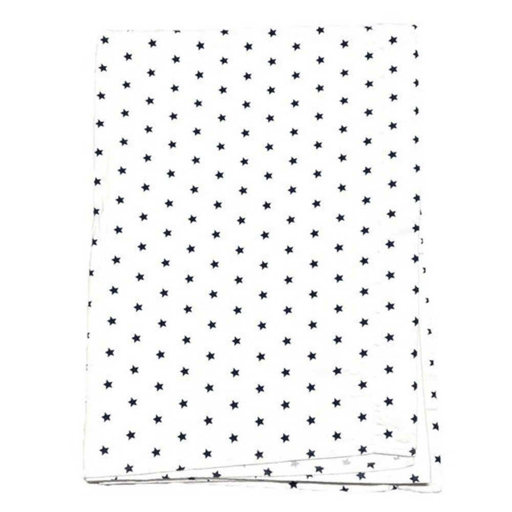Pottery Barn Kids Star Flat Sheet Twin 100% Cotton White Navy Blue Nautical
